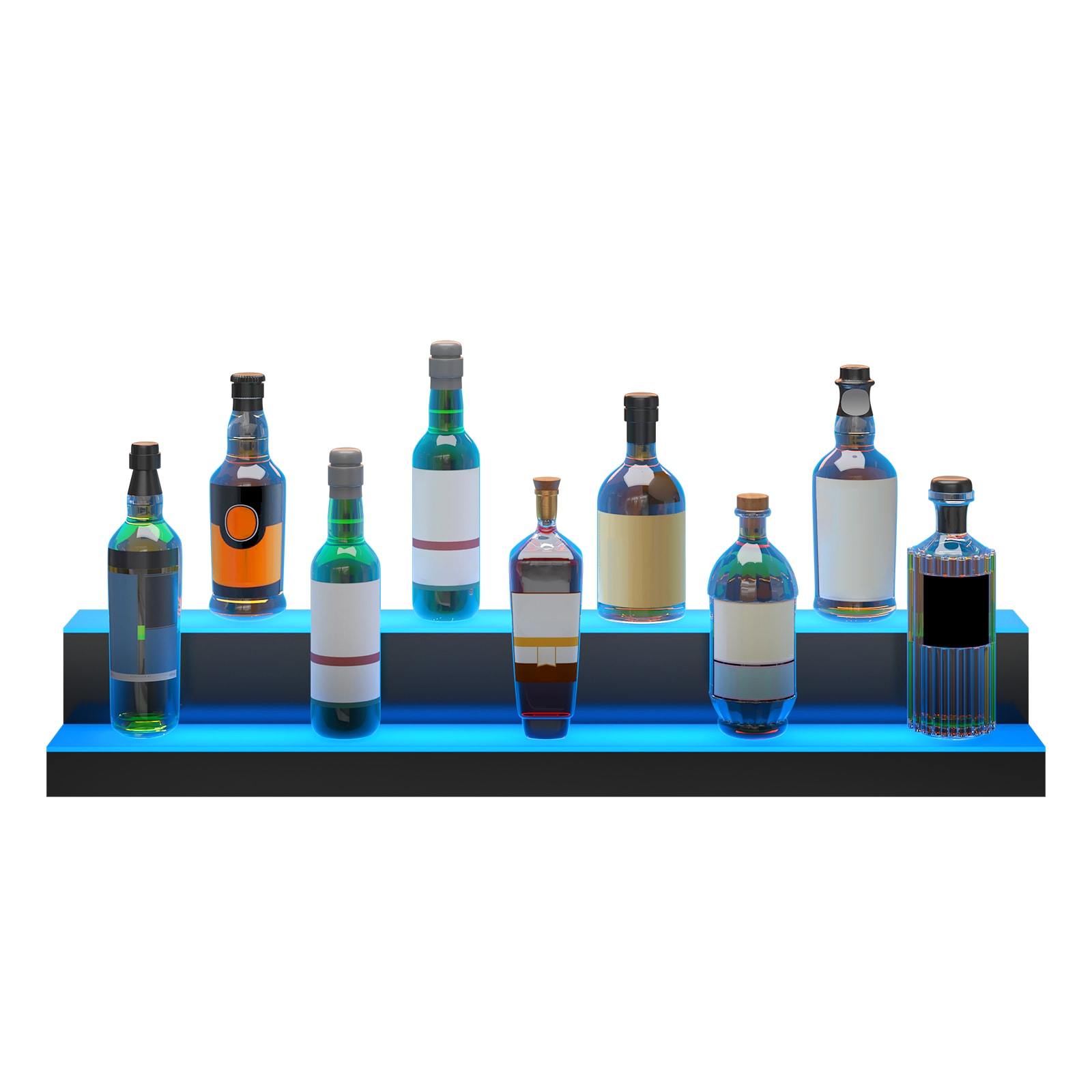 LED Lighted Liquor Bottle Display Bar Shelf RF & App Control 40" 2-Step_voghion.com